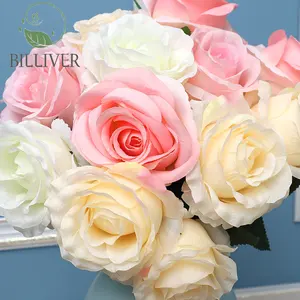 Bunga pernikahan buatan buket bunga sutra buatan pernikahan bunga mawar merah putih bunga