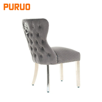 Ensemble de 4 chaises de salle à manger Puruo modernes en bois blanc et similicuir, dossier haut capitonné, pieds dorés, sans accoudoirs, style vintage, meubles pour la maison