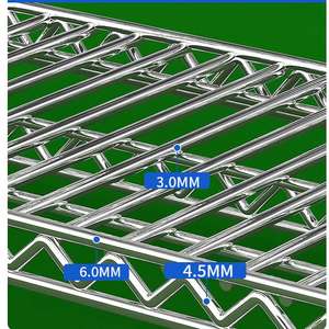 이동식 바퀴가있는 헤비 듀티 스틸 와이어 선반 장치 차고 주방 창고 용 산업용 크롬 금속 랙 선반 - Product Image 3