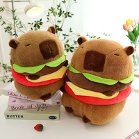 Peluche Capibara unisexe en forme de hamburger, oreiller pour poupée Capybara, douce brodée, pour enfant