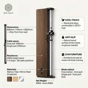Máquina de Ejercicios de Pared Ultra Delgada de 11 cm <span class=keywords><strong>con</strong></span> Peso de 30 kg, Cable Cruzado y Diseño que Ahorra Espacio para Entrenamiento en Casa - Product Image 5
