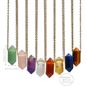 Collier élégant en pierre hexagonale pour femme, pendentif en quartz rose et agate, couleur or, ne ternit pas, collier de guérison naturelle - Product Image 4