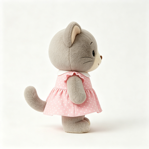 Adorable Peluche de Gato Gris, Juguete de Peluche Suave y Esponjoso, Muñeco de Gato con Vestido de Volantes y Puntos, Hermosos Regalos, Precioso Peluche de Gato - Product Image 4