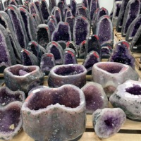 Géode d'améthyste naturelle, grappe de cristaux papillon en forme de sac d'argent, quartz violet, décoration d'intérieur, vente en gros