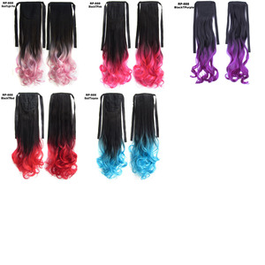 Cola de Caballo Ondulada de <span class=keywords><strong>Dos</strong></span> Tonos de 22 Pulgadas, Postizo de Cabello Sintético Liso de <span class=keywords><strong>Dos</strong></span> Colores - Product Image 4