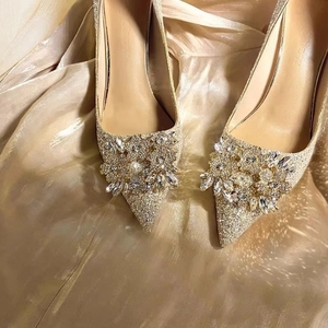 Zapatos de <span class=keywords><strong>Tacón</strong></span> Alto de Cristal para Mujer con Logotipo Personalizado, Zapatos de Novia Stiletto, Envío Rápido de Fábrica - Product Image 3