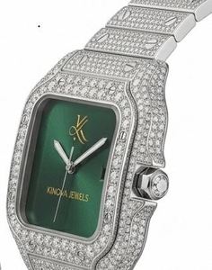 Montre en quartz avec diamant moissanite 41 mm, bracelet en acier inoxydable 20 cm, élégante, luxueuse, unisexe, scintillante, style antique - Product Image 3