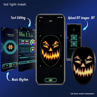 Masque facial LED programmable avec capteur de mouvement Bluetooth BLE éclairage animé pour Halloween Cosplay Prop