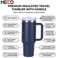 Gobelet de voyage de luxe en acier inoxydable de 40 oz, tasse isotherme à double paroi avec poignée pour un cadeau haut de gamme