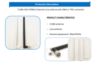 Antenne externe LoRa sans fil personnalisable omnidirectionnelle UHF 450-470 MHz pliable en caoutchouc pour module RF