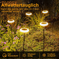Lampe solaire de jardin étanche IP65 avec fonction oscillante au vent, économie d'énergie, lumière blanc chaud, sur piquet, pour extérieur, jardin, patio