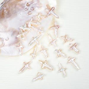 New Baroque Cross <b>Loose</b> <b>Beads</b> Natural Freshwater White Pearl DIY Accessories Wholesale - Product Image 3