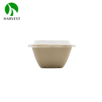Contenants alimentaires jetables en bambou avec couvercle, qualité alimentaire, 350 ml/500 ml, micro-ondables, petits contenants