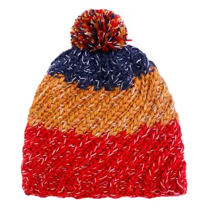 Новый дизайн, Зимняя Теплая Шапка-бини трех цветов для мужчин и женщин, шерстяная вязаная шапка с помпоном