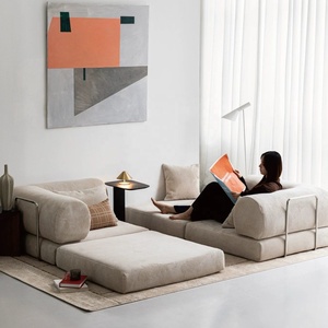 Canapé-<span class=keywords><strong>lit</strong></span> vintage en velours côtelé en forme de L, double usage, pliable, modulaire, <span class=keywords><strong>pour</strong></span> salon, amovible, lavable, gonflable, en acier inoxydable - Product Image 2