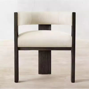 Chaise de salle à manger en bois massif <span class=keywords><strong>gris</strong></span> nordique moderne exclusive personnalisée avec revêtement en <span class=keywords><strong>tissu</strong></span>, <span class=keywords><strong>fauteuil</strong></span> de salle à manger en bois avec coussin moelleux - Product Image 3