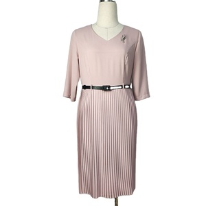 Chiffon Polyester <b>Plus</b> <b>Size</b> Pleated Dresses With Adjustable <b>Belt</b> - Product Image 3
