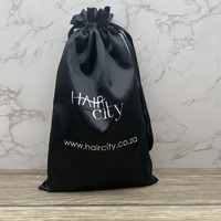 Sac de luxe personnalisé en satin avec cordon de serrage pour extensions capillaires, sac de rangement en satin de soie avec cordon pour paquets de cheveux