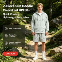 Ensemble de 2 pièces unisexe Gorpcore avec capuche anti-UV UPF50, rafraîchissement rapide, léger, respirant, pour activités de plein air, randonnée, camping, logo personnalisé, faible MOQ