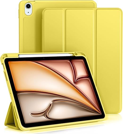 For iPad Air 11 Magnetic Case 2024 / Air 5th 4th Generation 10.9 Flexible TPU Back Cover With Pencil Holder Stand Tablet Case