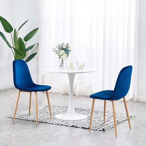 Modern Velvet Mid-Back Side Chair <strong>Wooden</strong> Legs Upholstered Armless Kitchen Dining Chairs Stylish Backrest for Home <strong>Furniture</strong>