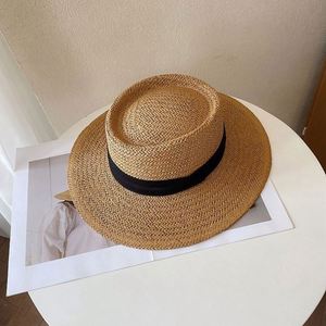 Fashion Elegant Wide Brim Women Unisex Beach Straw Boater <b>Hat</b> Wholesale Summer Holiday <b>Flat</b> Top Luxury Lifeguard Straw <b>Hat</b> - Product Image 5