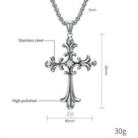 Collier Croix Gothique Diamantée en Acier Inoxydable 316, Style Neo-Gothique Médiéval Vintage, Inoxydable et Étanche, pour Hommes