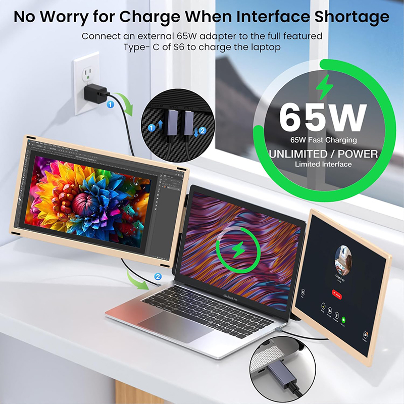 Kwumsy Triple Laptop Screen Extender - 15.6 Inch FHD IPS
