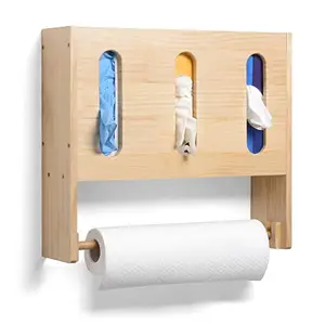 JUNJI Pine Gifts Home Decoration Wood Tissue Paper Holder Wood Napkin Box Wall Mounted Storage Organizer Box