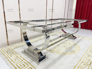 Ensemble de table à manger de luxe au style moderne, pour salle à manger, 6, <span class=keywords><strong>8</strong></span> et 10 places, bon marché, qualité supérieure, en marbre argenté - Product Image 6