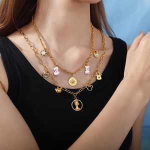 Collar con Colgante de Dibujos Animados, Acero Inoxidable, Chapado en Oro de 18K, Joyería de Moda, Regalo - Product Image 4