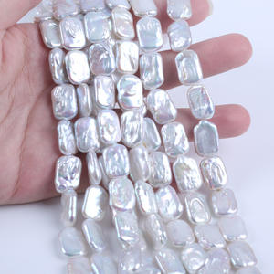 Chaîne de perles de culture d'eau douce de forme baroque de 11-12 mm, perles carrées DIY, perles naturelles en vrac, perles carrées de 11-12 mm, perles naturelles - Product Image 4