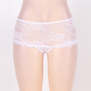 ODM grande taille sous-vêtements femmes taille basse transparent noir broderie dentelle florale ajouré ouvert culotte Sexy femmes mûres - Product Image 3