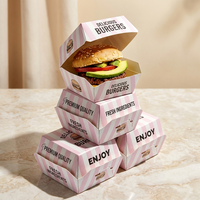 Boîte à hamburger biodégradable en forme de coquille de palourde, emballage en papier pour hot-dogs à emporter, boîte à burger personnalisée
