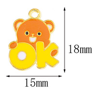 Nouveaux accessoires en alliage pour bijoux DIY, style dessin animé mignon, pendentifs, colliers, bracelets, porte-clés et petits charms motif petit ours OK NO