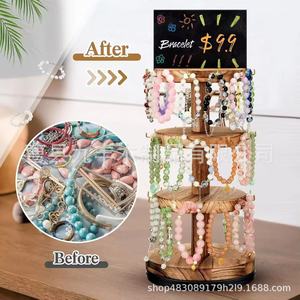 Organisateur de bracelets rotatif en bois à 5 niveaux, présentoir de bijoux de bureau, support de rangement - Product Image 4