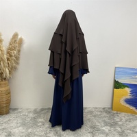 Hijab long 3 couches en crêpe respirant de qualité supérieure pour femmes, châles basiques pour femmes musulmanes, assortis aux robes Abaya (2295) - Vente chaude