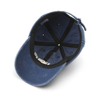 Gorra de béisbol unisex ajustable de 6 paneles con bordado de letras desgastadas y lavadas, de PVC, para deportes al aire libre y protección solar.