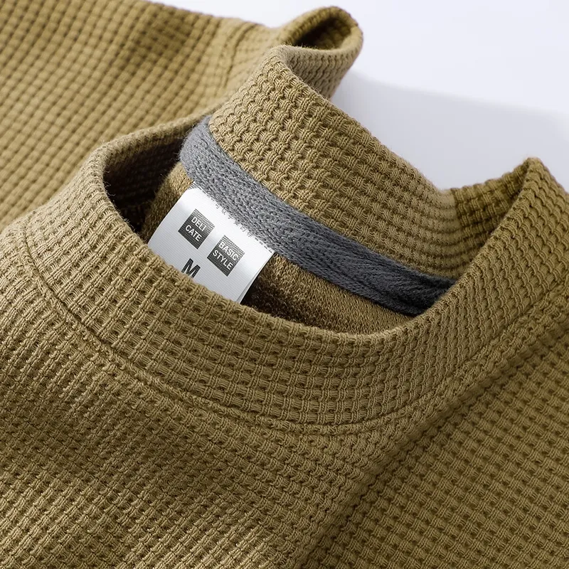 2022 Custom Mens Waffle Knit Fabric T shirt Waffle Knit Shirt