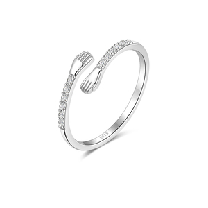Anillos Abiertos Modernos para Parejas CANNER, Regalos de Joyería, Plata 925, Diseño Creativo, Anillo de Manos Entrelazadas, Regalos para Mujeres y Hombres, Regalo de San Valentín - Product Image 1