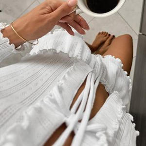 <span class=keywords><strong>Ropa</strong></span> de casa para <span class=keywords><strong>mujer</strong></span>, conjunto de <span class=keywords><strong>ropa</strong></span> blanca, pantalones cortos de manga larga con volantes, pijama de dos piezas para <span class=keywords><strong>mujer</strong></span>, <span class=keywords><strong>ropa</strong></span> de dormir - Product Image 6