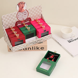 Caja de Joyería con Logotipo Personalizado, Cajón para Anillos, Asa de Diamantes, Ventana de PVC, para Collares, Pendientes, Pulseras, Embalaje de Regalo - Product Image 6