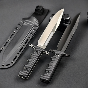 Schweres Messer mit gerader Klinge aus 7Cr17MoV-Stahl, feststehende Klinge, Nylonfasergriff, Full Tang, Outdoor-Überlebens- und Jagdmesser mit Scheide - Product Image 4