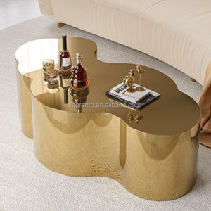 أثاث فاخر خفيف ذهبي وفضي لطاولة القهوة مصنوع من الفولاذ المقاوم للصدأ غير المنتظم - Product Image 2