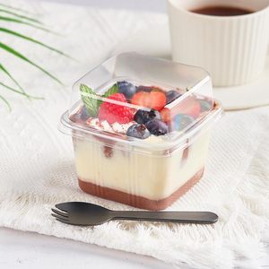 Vasos Desechables Transparentes Cuadrados de PET para Postres y Mousse, 420 ml, con Tapa Plana, Venta al Por Mayor Personalizada - Product Image 3