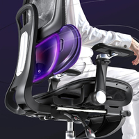 Chaise ergonomique multifonctionnelle inclinable en maille respirante, chaise de bureau pivotante à dossier ouvert avec hauteur de siège réglable et fonction 3D