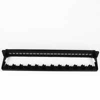 ICONEC 19 Zoll 1U 24-Port Leeres RJ45 Patch-Panel SPCC mit Kabelmanagementleiste Cat5e/Cat6/Cat6A Schwarz