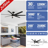 Ventilateur de plafond 1stshine 65 pouces, nouvelle taille, télécommande, décoration intérieure, pales réversibles, écologique, 6 vitesses, avec lumière LED