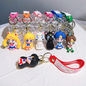 Hot Sale High-quality Cartoon Girls Doll <b>Keychain</b> Gift for Kids <b>Anime</b> 3D Cute Silicone Sailors Moon PVC Cartoon <b>Keychain</b> - Product Image 1