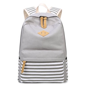 <span class=keywords><strong>Amazon</strong></span> Venta caliente chica mochila de la raya de la lona mochila escolar <span class=keywords><strong>para</strong></span> las niñas 2020 - Product Image 3
